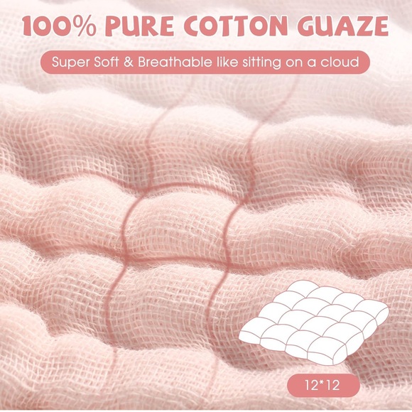 Five Pink & White Soft Cotton Burp Cloths - Picture 4 of 6